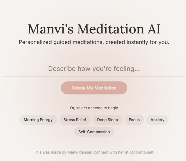 Manvi's Meditation AI preview